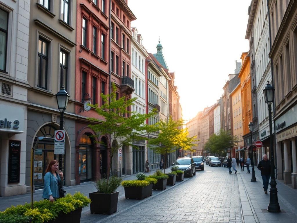 Panorama Gdańska ukazująca rozwiniętą infrastrukturę miejską, w tym budynki i drogi.