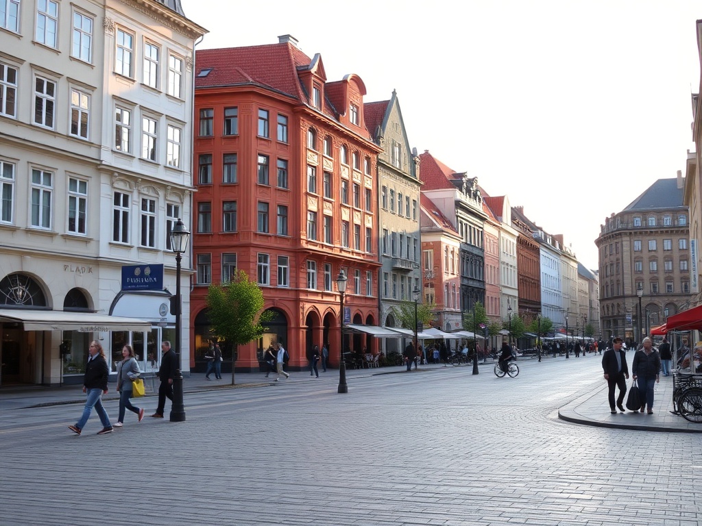 Grafika symbolizująca nowe budownictwo mieszkaniowe i restauracyjne w Gdańsku