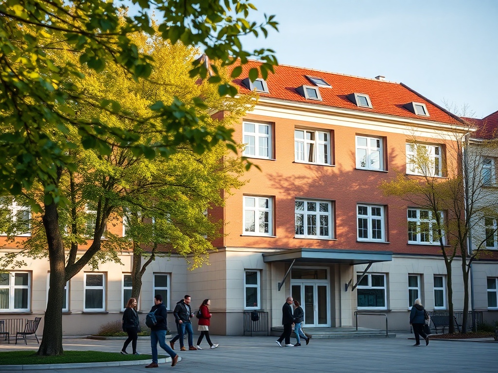 Ilustracja symbolizująca edukację przyszłości i kulturę w Gdańsku, nawiązująca do smart school i literatury.